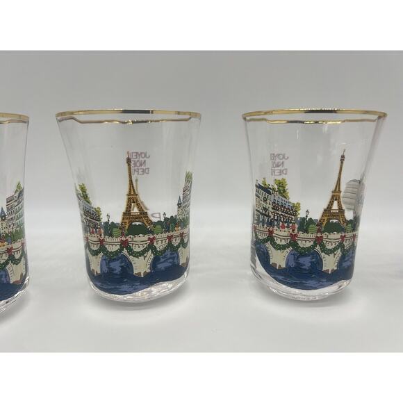 Anthropologie Holiday In The City Juice Glass Set of 4 Glasses Paris - Picture 6 of 8